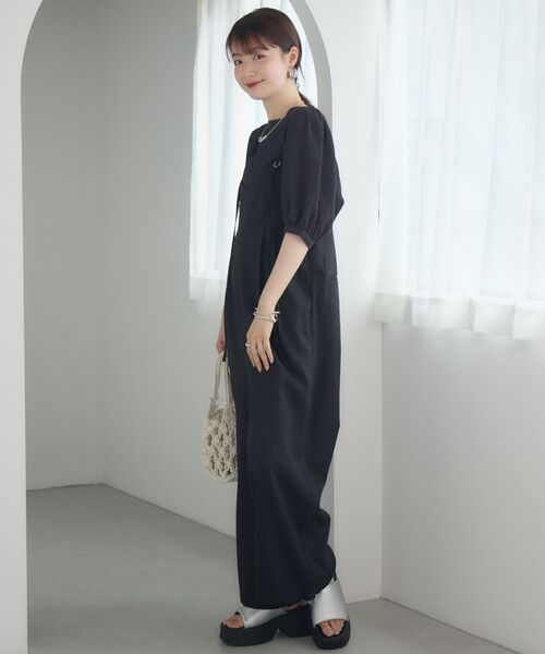 RETRO GIRL（レトロガール）の「ワイドサロペット2way（サロペット/オーバーオール・レディース・ブラック/ナチュラル/チャコールグレー/ベージュ・FREE）」の7枚目の写真