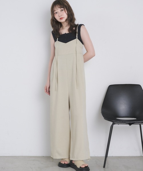 RETRO GIRL（レトロガール）の「ワイドサロペット2way（サロペット/オーバーオール・レディース・ブラック/ナチュラル/チャコールグレー/ベージュ・FREE）」の4枚目の写真