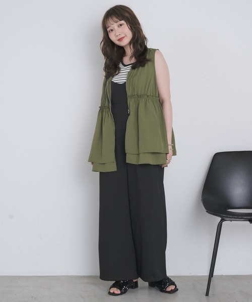 RETRO GIRL（レトロガール）の「ワイドサロペット2way（サロペット/オーバーオール・レディース・ブラック/ナチュラル/チャコールグレー/ベージュ・FREE）」の20枚目の写真