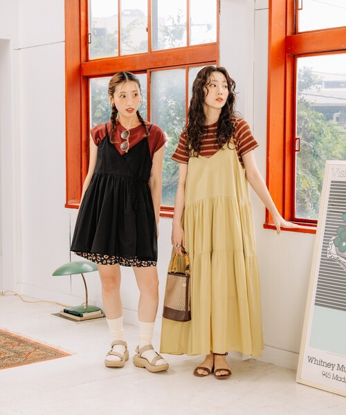 セール】限定展開 インド ティアード 切り替え キャミワンピース