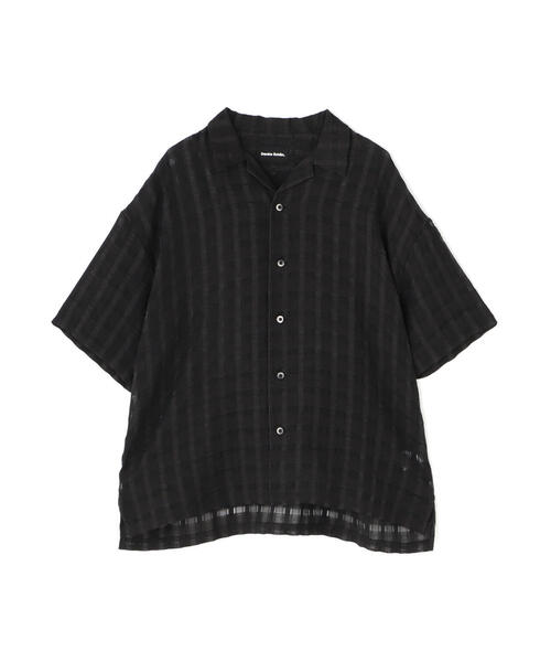 DANKE SCHON(ダンケシェーン)の「DankeSchon/ダンケシェーン/SHEER CHECK JACQUARED S/S SHIRTS(シャツ/ブラウス・メンズ・ブラック/ネイビー・F)」の5枚目の写真