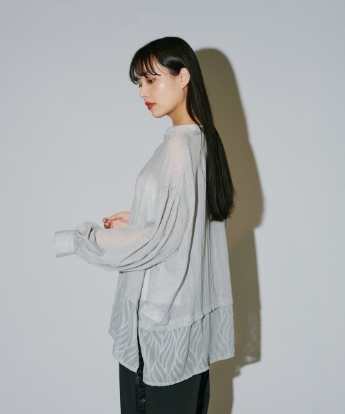terrace(テラス)の「シアーJQフラッフィーブラウス(シャツ/ブラウス・レディース・グレー/オフホワイト/ブラック・MEDIUM)」の5枚目の写真