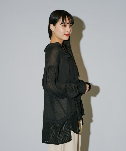 terrace(テラス)の「シアーJQフラッフィーブラウス(シャツ/ブラウス・レディース・グレー/オフホワイト/ブラック・MEDIUM)」の17枚目の写真