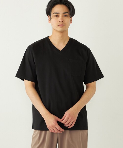 SHIPS Colors(シップス カラーズ)の「SHIPS Colors:〈接触冷感〉シルケット コットン Vネック TEE◇(Tシャツ/カットソー・メンズ・グレー/ブラウン/ブラック/ネイビー/ライトホワイト・SMALL/MEDIUM/LARGE/X-LARGE)」の1枚目の写真