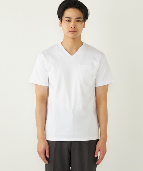 SHIPS Colors(シップス カラーズ)の「SHIPS Colors:〈接触冷感〉シルケット コットン Vネック TEE◇(Tシャツ/カットソー・メンズ・グレー/ブラウン/ブラック/ネイビー/ライトホワイト・SMALL/MEDIUM/LARGE/X-LARGE)」の21枚目の写真