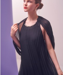 Accordion pleated pearl cape dress アコーディオンプリーツパールケープドレス