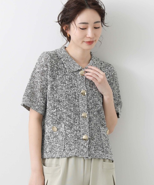 Torrazzo Donna（トラッゾドンナ）の「ＭＩＸスラブ衿付５分袖カーディガン（カーディガン/ボレロ・レディース・ブラック/ブルー・FREE）」の21枚目の写真