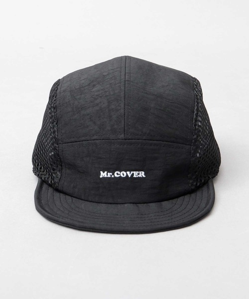 Mr.COVER（ミスターカバー）の「ムラ染風 撥水ナイロン メッシュ切替 ジェット アンパイアキャップ 接触冷感スベリ使用（キャップ・メンズ・ブラック・FREE）」の8枚目の写真