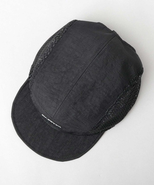 Mr.COVER（ミスターカバー）の「ムラ染風 撥水ナイロン メッシュ切替 ジェット アンパイアキャップ 接触冷感スベリ使用（キャップ・メンズ・ブラック・FREE）」の11枚目の写真