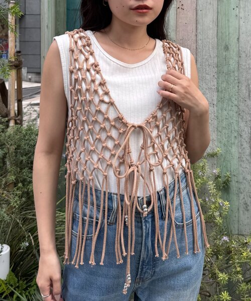 CIAOPANIC TYPY（チャオパニックティピー）の「【GOOD HOLIDAY】前後2wayマクラメフリンジベスト（ベスト・レディース・ベージュ/オフホワイト/ブラック・ONE SIZE）」の11枚目の写真
