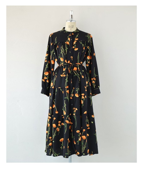 cawaii(カワイイ)の「(黒)夕陽色に染まる花柄ロングワンピース(紐付き)(ワンピース・レディース・ブラック・FREE)」の8枚目の写真