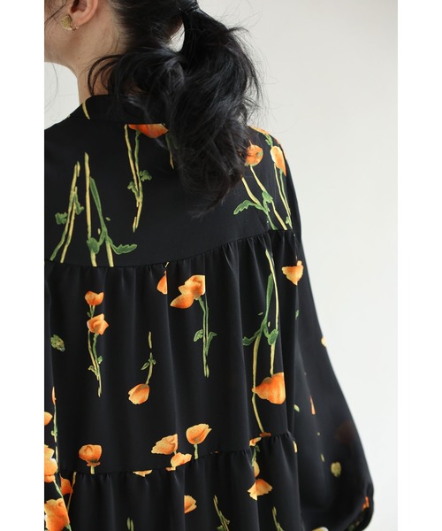 cawaii(カワイイ)の「(黒)夕陽色に染まる花柄ロングワンピース(紐付き)(ワンピース・レディース・ブラック・FREE)」の12枚目の写真