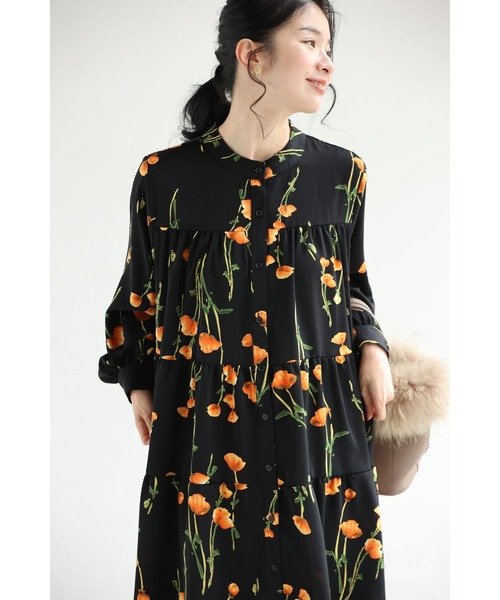 cawaii(カワイイ)の「(黒)夕陽色に染まる花柄ロングワンピース(紐付き)(ワンピース・レディース・ブラック・FREE)」の14枚目の写真
