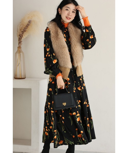 cawaii(カワイイ)の「(黒)夕陽色に染まる花柄ロングワンピース(紐付き)(ワンピース・レディース・ブラック・FREE)」の17枚目の写真