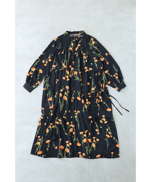 cawaii(カワイイ)の「(黒)夕陽色に染まる花柄ロングワンピース(紐付き)(ワンピース・レディース・ブラック・FREE)」の18枚目の写真