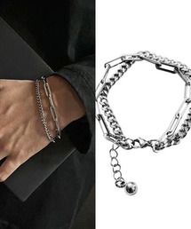 L LABEL（エルラベル）の「レイヤリング2種チェーンブレスレット（ブレスレット）」