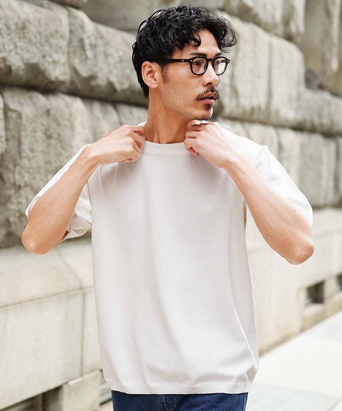 jiggys shop（ジギーズショップ）の「タンブラー乾燥対応 タフニット クルーネック半袖 サマーセーター（ニット/セーター・メンズ・オフホワイト/チャコールグレー/グレー系その他/ブラック/ブルー系その他/グレー系その他2/ネイビー/ライトグレー・LARGE/X-LARGE/SMALL/MEDIUM）」の2枚目の写真