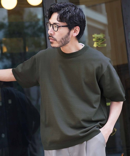 jiggys shop（ジギーズショップ）の「タンブラー乾燥対応 タフニット クルーネック半袖 サマーセーター（ニット/セーター・メンズ・オフホワイト/チャコールグレー/グレー系その他/ブラック/ブルー系その他/グレー系その他2/ネイビー/ライトグレー・LARGE/X-LARGE/SMALL/MEDIUM）」の4枚目の写真