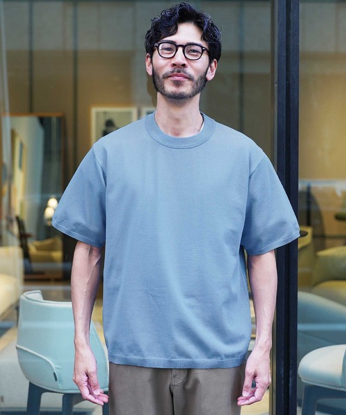 jiggys shop（ジギーズショップ）の「タンブラー乾燥対応 タフニット クルーネック半袖 サマーセーター（ニット/セーター・メンズ・オフホワイト/チャコールグレー/グレー系その他/ブラック/ブルー系その他/グレー系その他2/ネイビー/ライトグレー・LARGE/X-LARGE/SMALL/MEDIUM）」の11枚目の写真