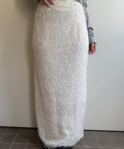 hugi(ハギ)の「SHAGGY SKIRT/シャギースカート(スカート・レディース・オフホワイト/サックスブルー・FREE)」の7枚目の写真