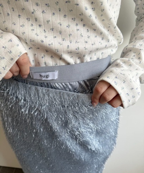 hugi(ハギ)の「SHAGGY SKIRT/シャギースカート(スカート・レディース・オフホワイト/サックスブルー・FREE)」の10枚目の写真