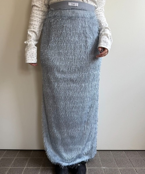 hugi(ハギ)の「SHAGGY SKIRT/シャギースカート(スカート・レディース・オフホワイト/サックスブルー・FREE)」の15枚目の写真