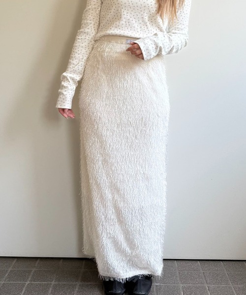 hugi(ハギ)の「SHAGGY SKIRT/シャギースカート(スカート・レディース・オフホワイト/サックスブルー・FREE)」の17枚目の写真