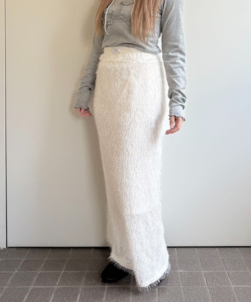 hugi(ハギ)の「SHAGGY SKIRT/シャギースカート(スカート・レディース・オフホワイト/サックスブルー・FREE)」の19枚目の写真