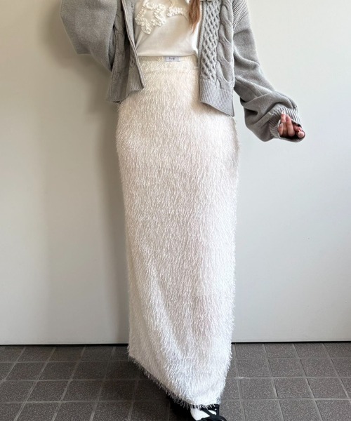 hugi(ハギ)の「SHAGGY SKIRT/シャギースカート(スカート・レディース・オフホワイト/サックスブルー・FREE)」の20枚目の写真