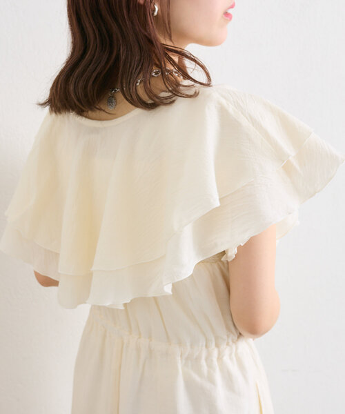 セール】【2サイズ展開】フリル衿付きオールインワン