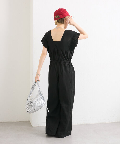 relax frill salopette / black （リラックスフリルサロペット