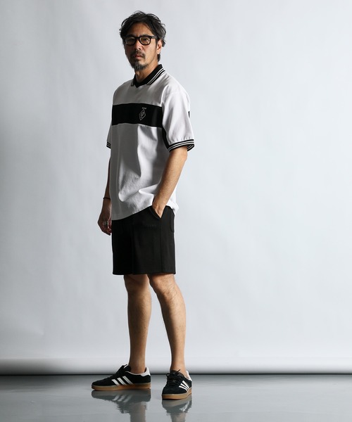 The DUFFER of ST.GEORGE（ザダファーオブセントジョージ）の「〔BLACK LABEL〕SORONA PONTE FOOTBALL POLO：ポンチ素材 フットボールポロ（ポロシャツ・メンズ・ホワイト/ブラック・MEDIUM/LARGE/X-LARGE）」の4枚目の写真