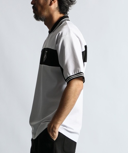 The DUFFER of ST.GEORGE（ザダファーオブセントジョージ）の「〔BLACK LABEL〕SORONA PONTE FOOTBALL POLO：ポンチ素材 フットボールポロ（ポロシャツ・メンズ・ホワイト/ブラック・MEDIUM/LARGE/X-LARGE）」の7枚目の写真