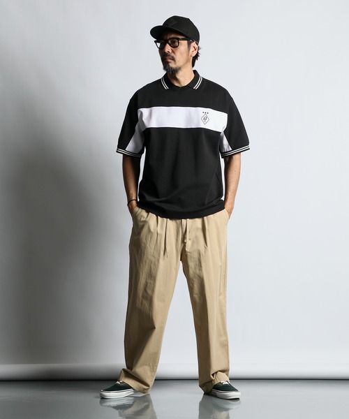 The DUFFER of ST.GEORGE（ザダファーオブセントジョージ）の「〔BLACK LABEL〕SORONA PONTE FOOTBALL POLO：ポンチ素材 フットボールポロ（ポロシャツ・メンズ・ホワイト/ブラック・MEDIUM/LARGE/X-LARGE）」の6枚目の写真