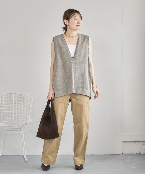 MILOS(ミロス)の「MILOS/ミロス SUEDE MINI TOTE(トートバッグ・レディース・ベージュ/ブラウン・FREE)」の4枚目の写真