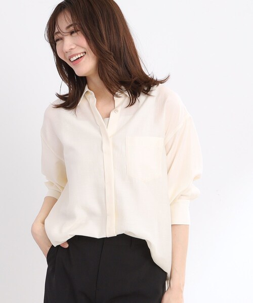 Reflect(リフレクト)の「【マシンウォッシュ可】3WAYシアーシャツブラウス(シャツ/ブラウス・レディース・ライトベージュ/ピンク/ネイビー・05/15 /17/07/11/13/09)」の9枚目の写真