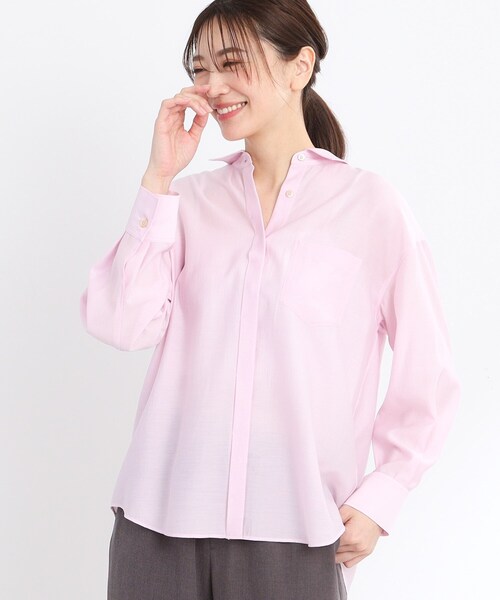 【夏SALE／接触冷感／マシンウォッシュ可】3WAYシアーシャツブラウス 夏SALE／接触冷感／マシンウォッシュ可】3WAYシアーシャツ
