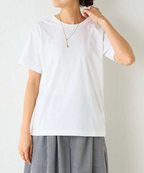 BEARDSLEY（ビアズリー）の「シンプルTee（Tシャツ/カットソー・レディース・ホワイト/ブラウン・FREE）」の3枚目の写真