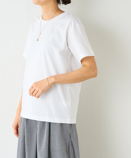 BEARDSLEY（ビアズリー）の「シンプルTee（Tシャツ/カットソー・レディース・ホワイト/ブラウン・FREE）」の4枚目の写真