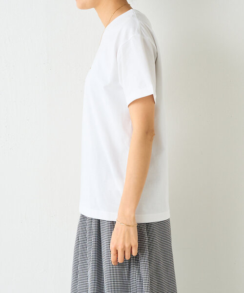BEARDSLEY（ビアズリー）の「シンプルTee（Tシャツ/カットソー・レディース・ホワイト/ブラウン・FREE）」の5枚目の写真