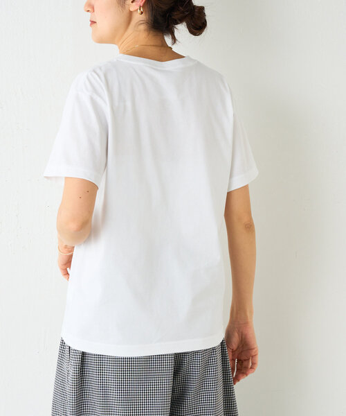 BEARDSLEY（ビアズリー）の「シンプルTee（Tシャツ/カットソー・レディース・ホワイト/ブラウン・FREE）」の6枚目の写真