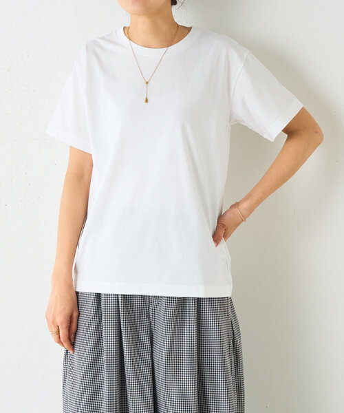 BEARDSLEY（ビアズリー）の「シンプルTee（Tシャツ/カットソー・レディース・ホワイト/ブラウン・FREE）」の7枚目の写真