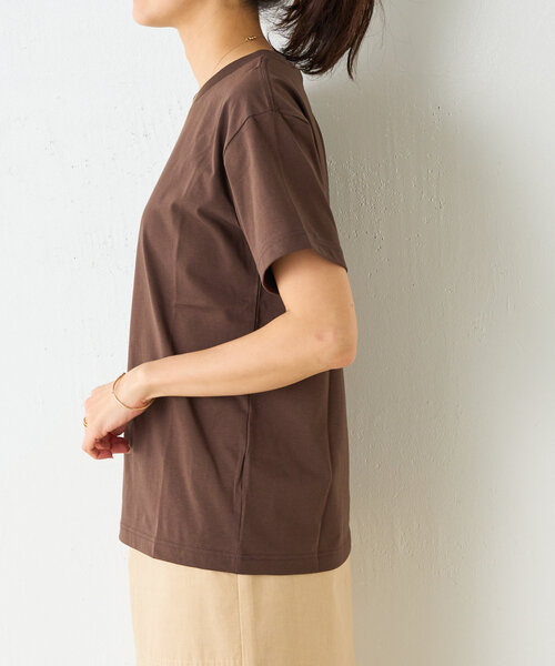 BEARDSLEY（ビアズリー）の「シンプルTee（Tシャツ/カットソー・レディース・ホワイト/ブラウン・FREE）」の21枚目の写真