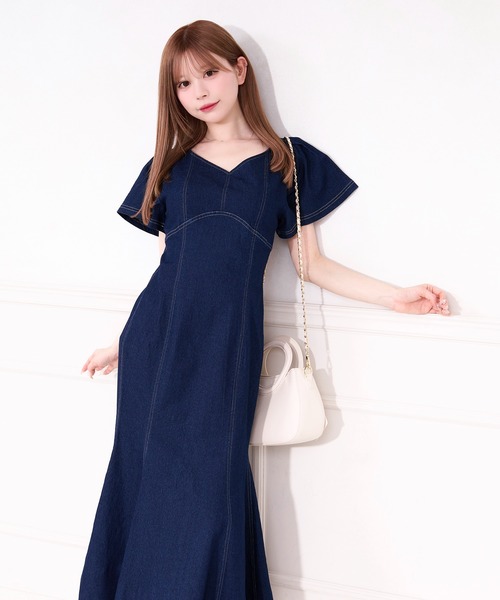 アプレジュール apres jour 袖フレアマーメイドワンピース 長袖フレア