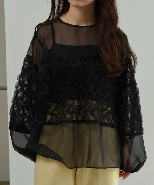 ブラウス シャツ wave design sheer blouse / ウェーブデザインシアーブラウス レディース wave design sheer blouse – eim online（エイム オンライン）