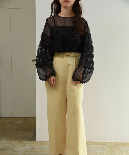 ブラウス シャツ wave design sheer blouse / ウェーブデザインシアーブラウス レディース セール】wave design sheer blouse / ウェーブデザインシアー