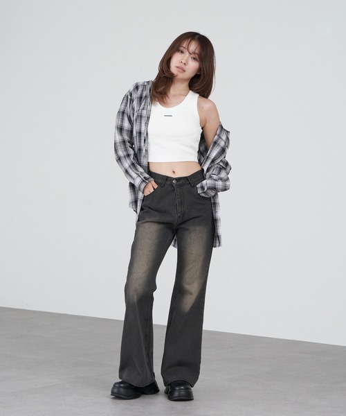 RAY CASSIN（レイカズン）の「プレート付ピグメントパット付タンクトップ（タンクトップ・レディース・ホワイト/レッド/ブラック/グレー・FREE）」の12枚目の写真