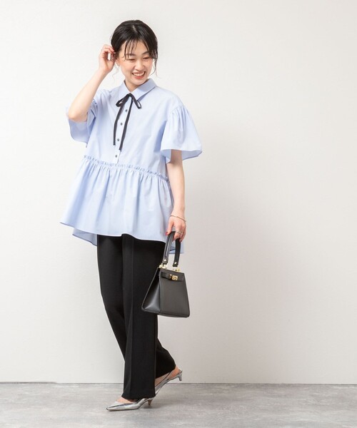 【新品】NOLLEY'S sophi ノーリーズソフィー　ペプラムリボンブラウス WEB限定 SPECIAL PRICE！］ペプラムリボンシャツブラウス（5