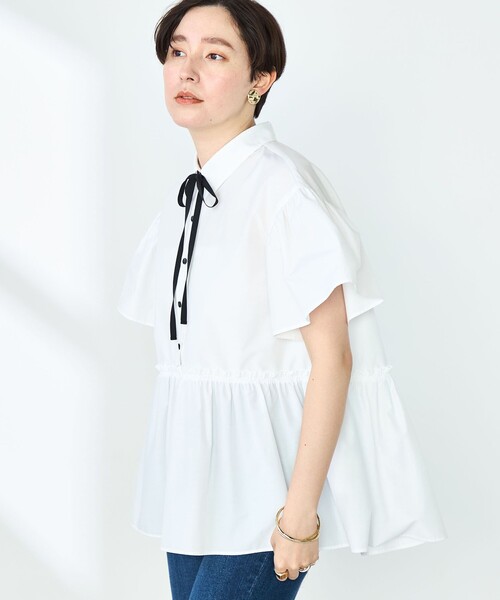 セール】ペプラムリボンシャツブラウス（シャツ/ブラウス）｜NOLLEY'S
