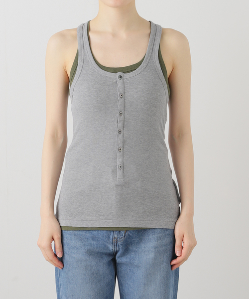 タンクトップ ノースリーブ 「INSCRIRE /アンスクリア」Natural Mix Rib Layered T/T：タンクトップ レディース セール】【INSCRIRE /アンスクリア】Natural Mix Rib Layered T